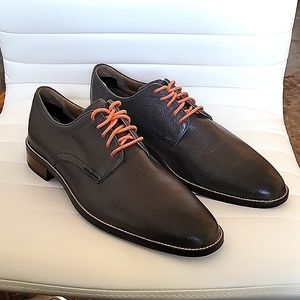 Cole Haan Men's Gray Grained Leather Lace-up Oxford Shoes Sz. 9 M